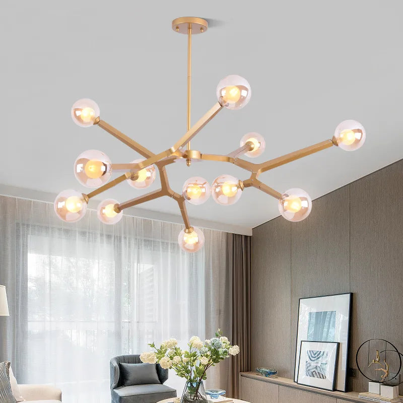 Rose Gold Chandelier Glass Bubble sputnik Chandelier Kitchen LED Salon Lounge Tree Branch Chandelier Lighting Fixtures